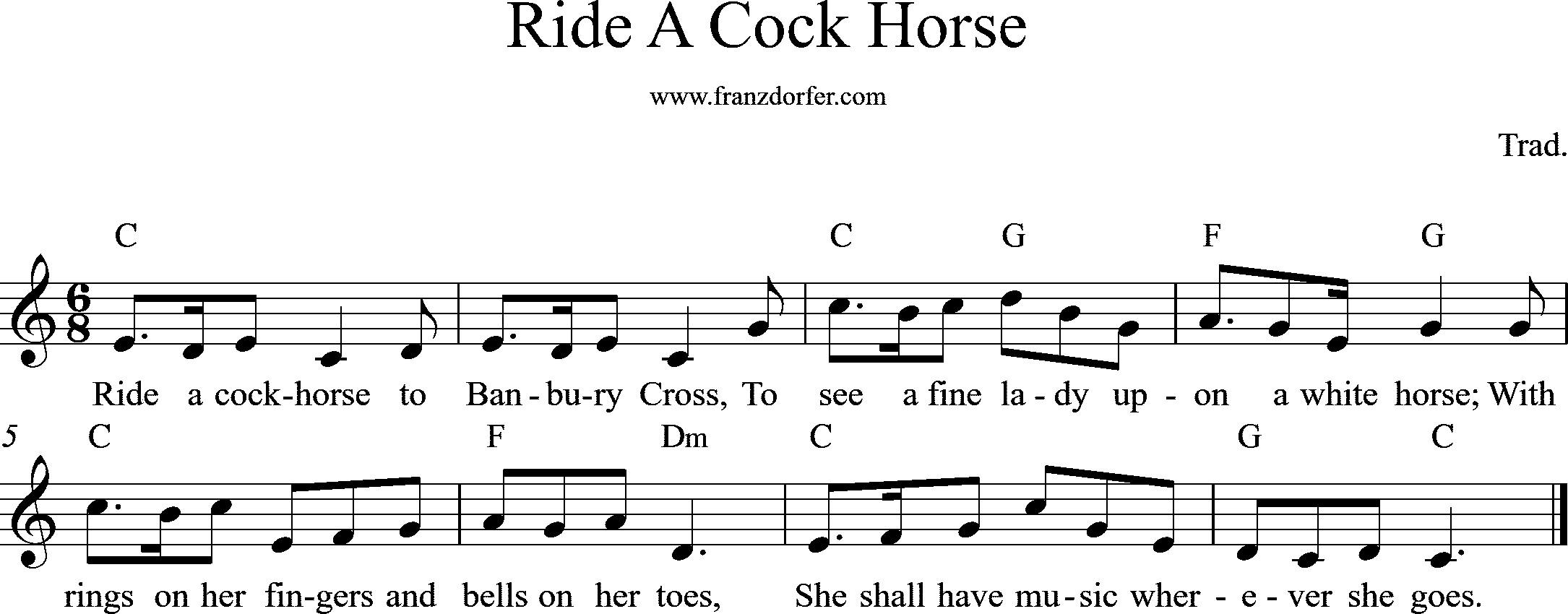 sheetmusic Ride a Cock Horse V1